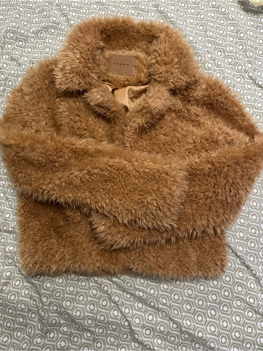 Blank NYC Faux Fur Teddy Sweater Jacket in Tan
